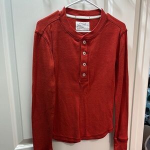 REI Orange Long Sleeve Henley Shirt